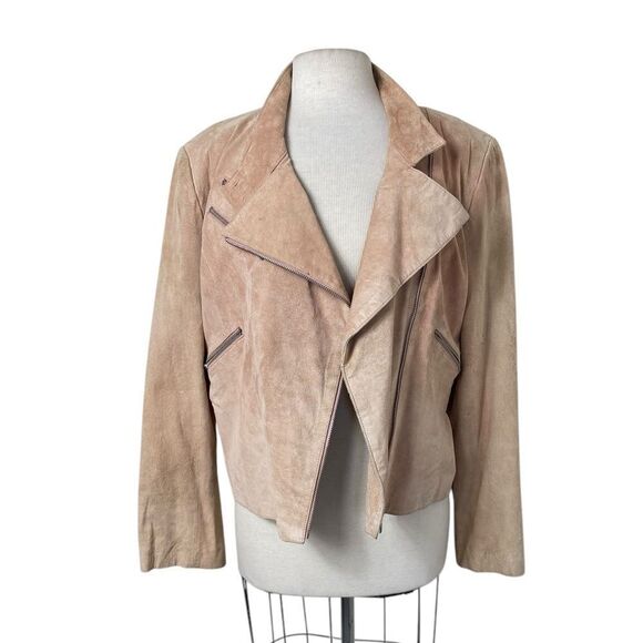 Brandon Thomas XL vintage Dusty Rose Moto style suede jacket - Picture 1 of 9